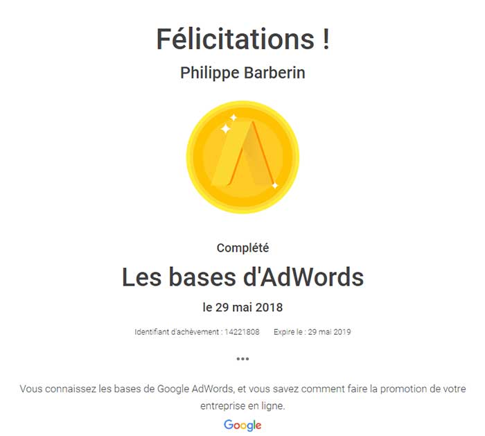 Certification les bases adwords - Philippe Barberin